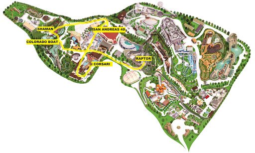 Mappa percorso giallo Gardaland