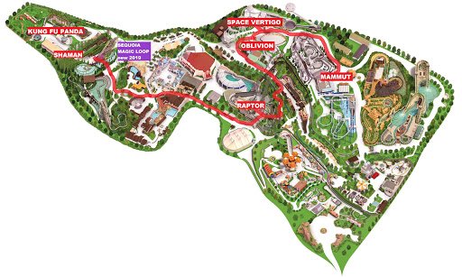 Mappa percorso rosso Gardaland