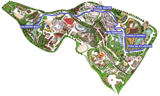 Mappa percorso blu Gardaland